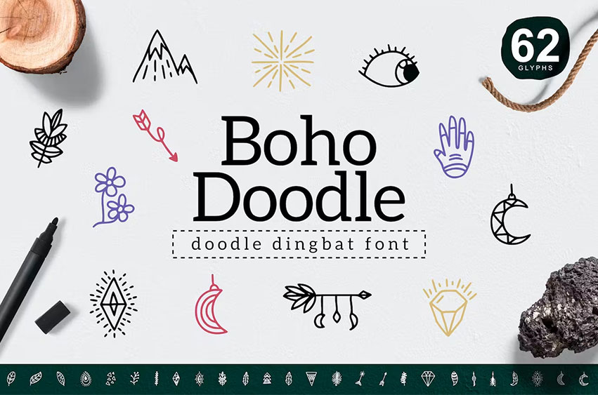 Boho Doodle Dingbat Font