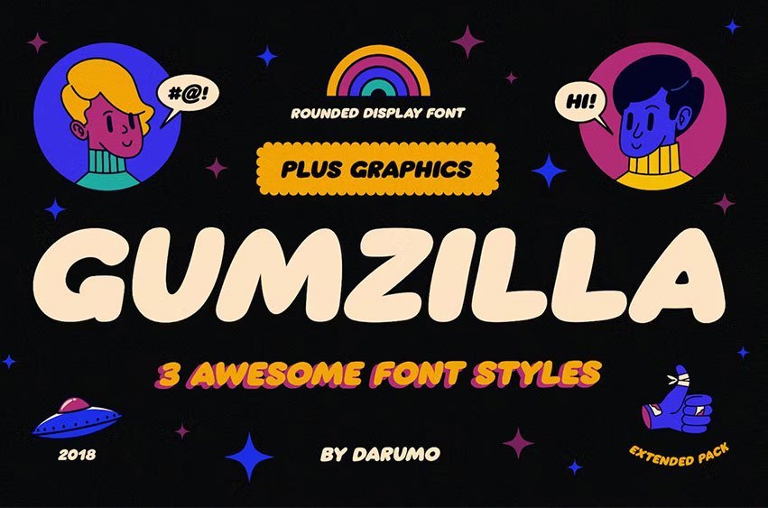 Gumzilla Font Plus Graphic Pack