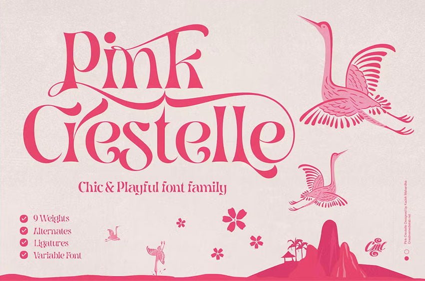 Pink Crestelle Fancy Font