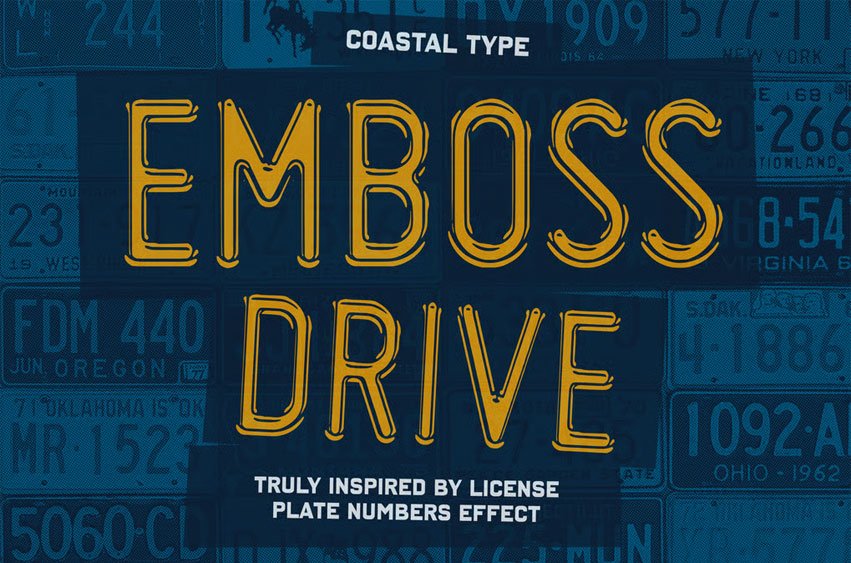 Emboss Drive Font