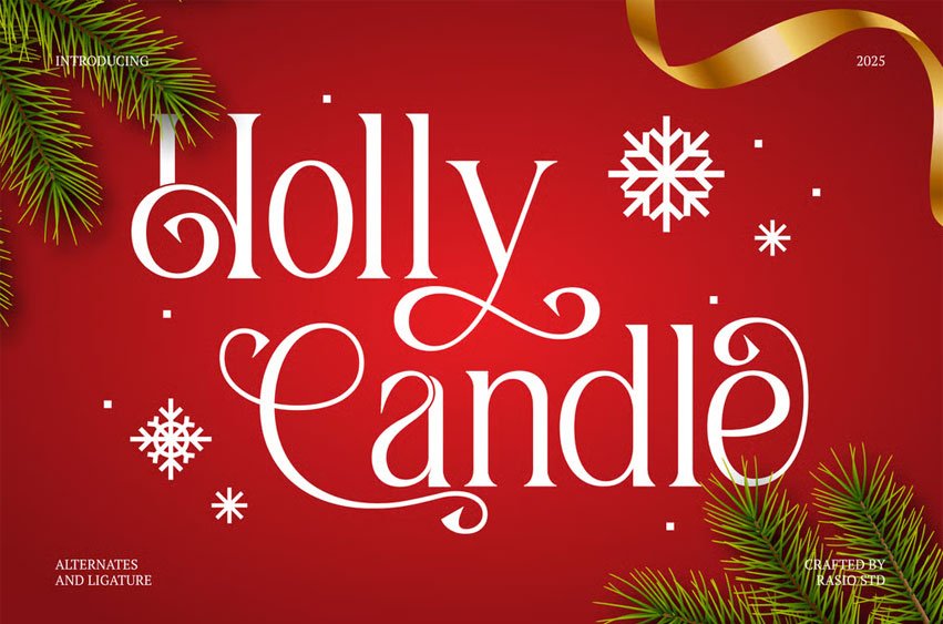 Holly Candle Christmas Font