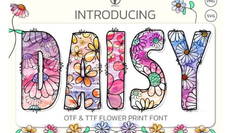 Daisy Flower Print Font