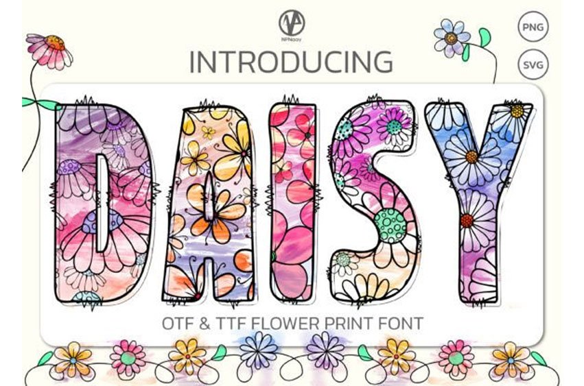 Daisy Flower Print Font